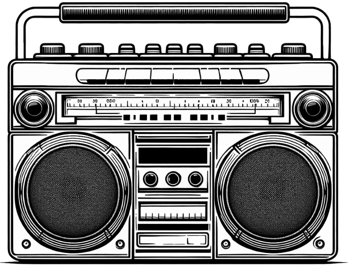 image of a boombox retro style